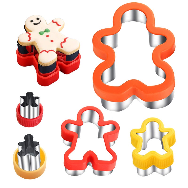 ETERSION Gingerbread Cookie Cutters 5 Pieces 5 Sizes 1" to 4.9" Gingerbread Man Cookie Cutter - Image 1